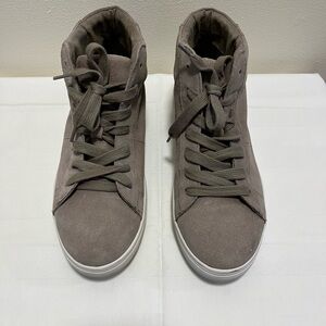 Blondo Waterproof Sporty Mid-Top Sneakers, Gray/Green Suede, Sz 8, Women's